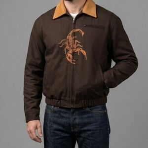 Shell Corp. Scorpion Embroidery Drifter Worker Jacket Size Large NWT Limited Ed.